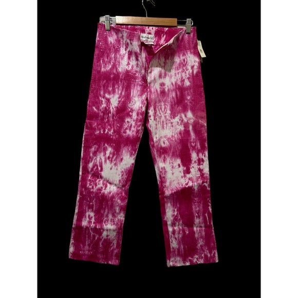 Sharagano Paris Rosa Front Zip Pink Textured Lacquer Sz Large 28 France Vintage